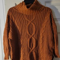 Express brand chunky heavy weight burnt orange turtleneck sweater
