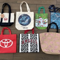 7 tote bag lot - Trader Joe’s Toyota + Angels baseball + more