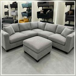 Elegant sectional sofa 99×99" colors available same day delivery and quick and easy financing