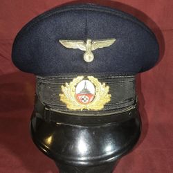 1OO% ORIGINAL WW2 GERMAN VETERANS ASSOCIATION OFFICER'S VISOR CAP 