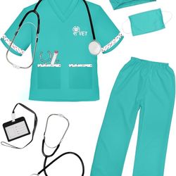 Kids Veterinarian Costume, Kids Doctor Vet Costume Pretend Play Dress Up Set for Career Day