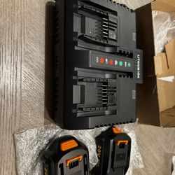2Packs 20V 3.5Ah Battery and Charger Kit for Worx 20V Battery Compatible with Worx Battery 20V WA3520 WA3525 WA3575 with Fast Dual-Port Charger WA3875