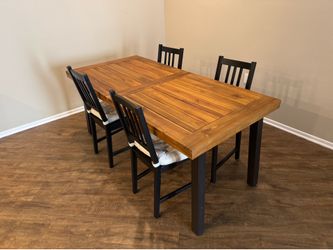 Acacia Wood Dining Table + Chairs