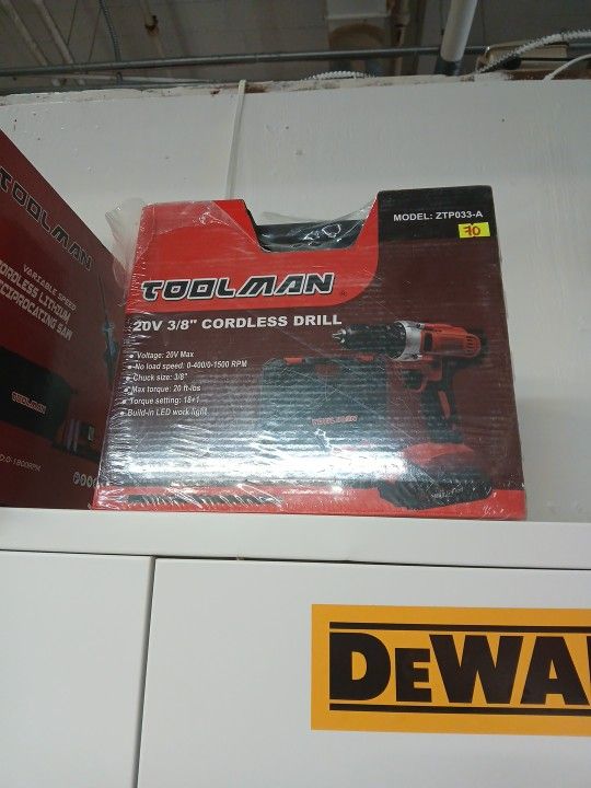 TOOLMAN New 20v 3/8 Cordless Drill