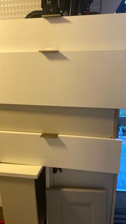 White Dresser with Gold Handles