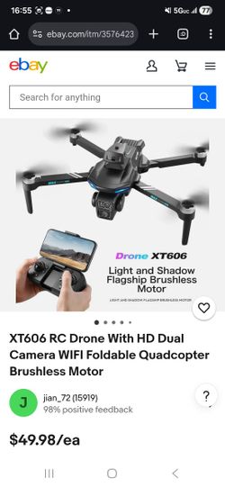 Gleamkid XT606 Drone with 6K Camera, WIFI FPV RC Quadcopter, Foldable Drone for Kids & Adults with Optical Flow Positioning, Altitude Hold, LED Lights
