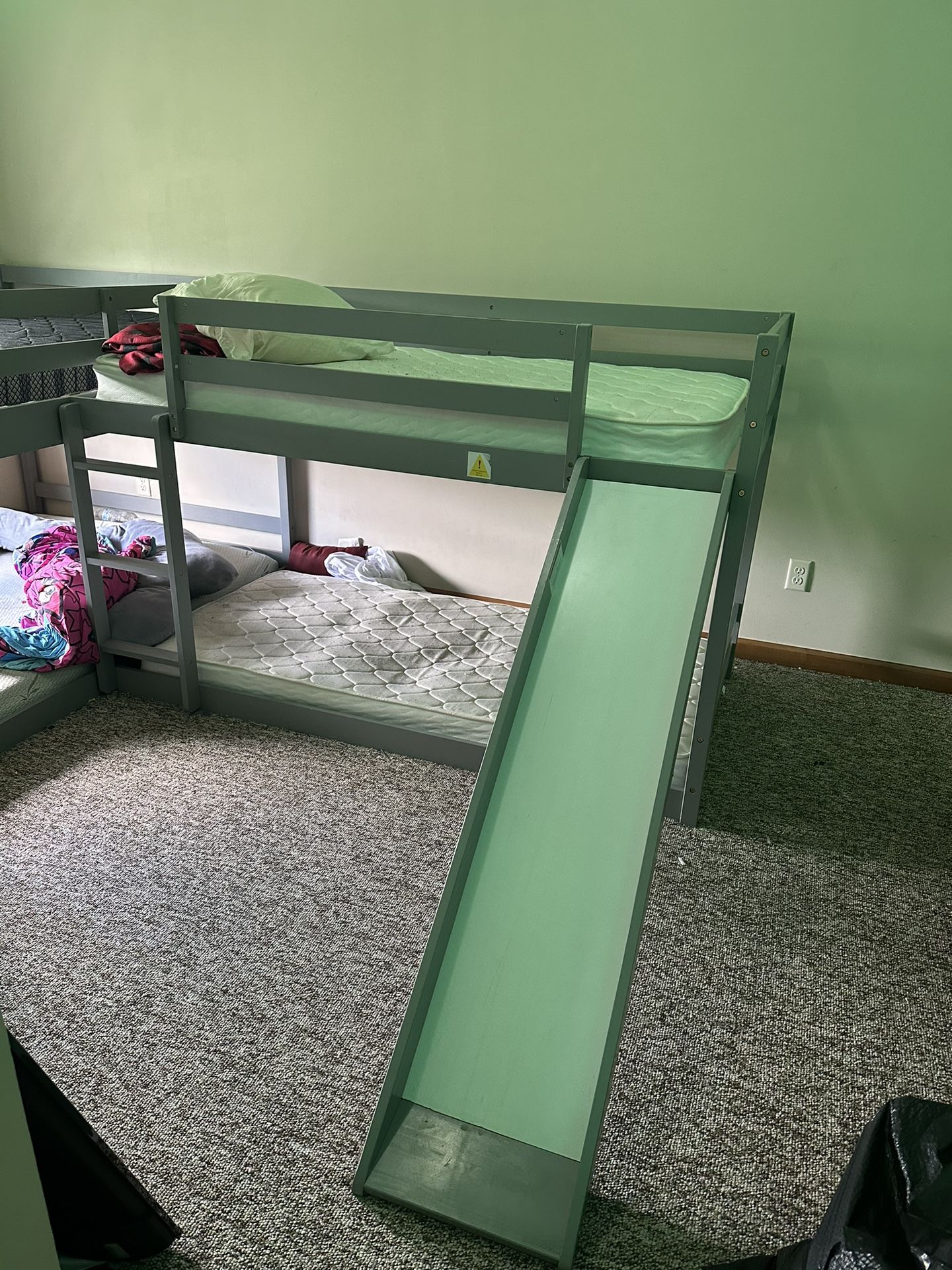 Light Grey 4 Bed Bunk Beds With Slide
