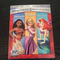 Disney Princess 3 Movie Collection Moana, Tangled And The Little Mernaid