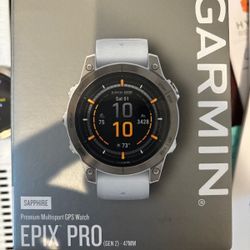 Garmin EPIX Pro Gen 2 Sapphire Lens 47mm Silver Watch with white Band