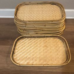 Vintage Pier 1 Serving Trays Bamboo Rattan EACH SOLD SEPARATELY 