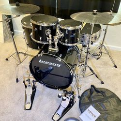 Ludwig Backbeat Complete Drum Set 22 10 12 16 14” Yamaha Snare New Double Pedal New Quiet Cymbals Stands Practice Pads $460 Cash 2401 N. Euclid Ave Up