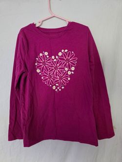 Girls Beauty Floral Heart Print Shirts Lightweight Long  Sleeve Shirts Kids Fashion