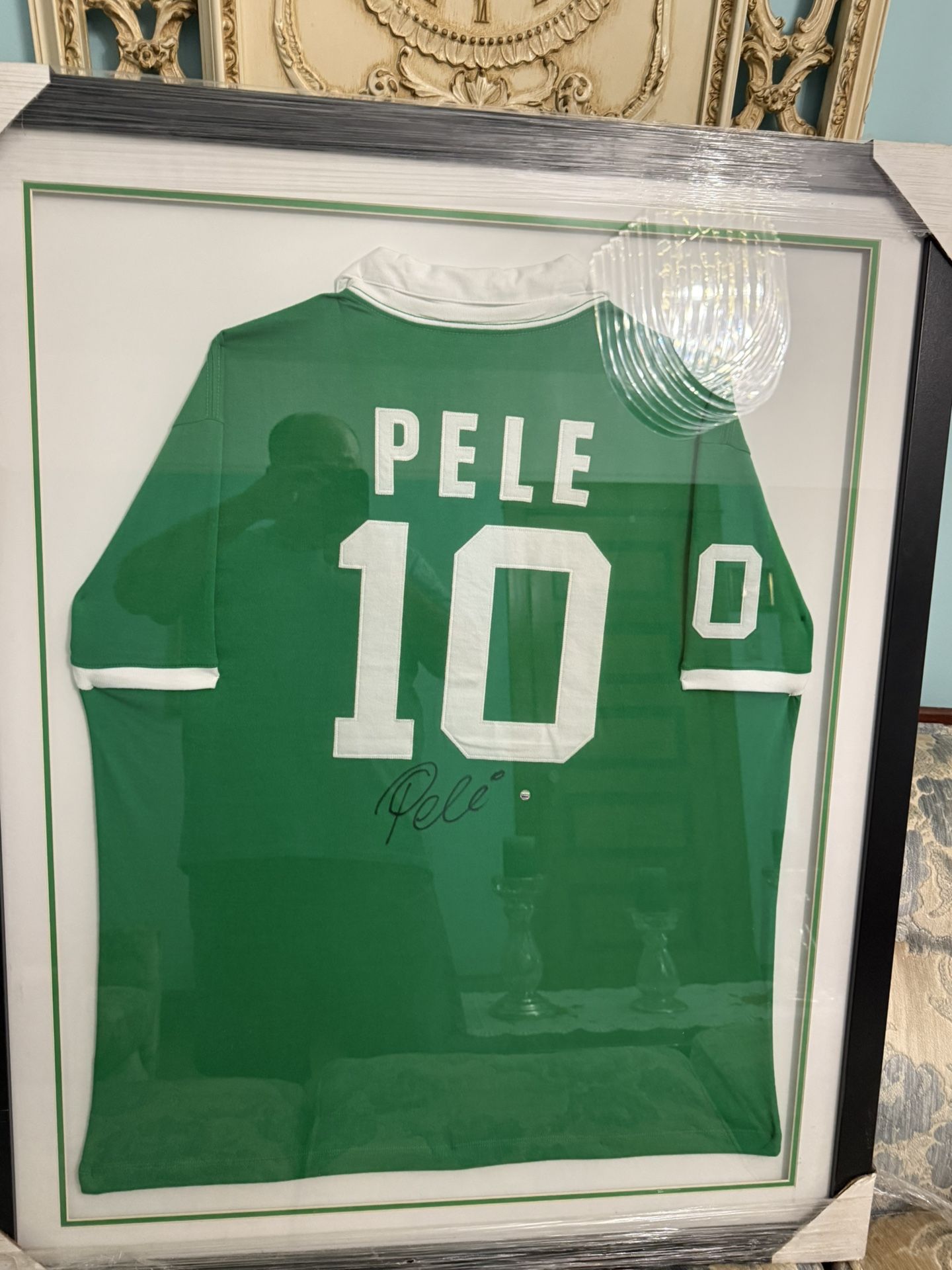 Pele Signed Framed Jersey With Free Hat, Helmet, And Pacers Jersey
