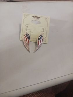 RED WHITE AND BLUE WING EARRINGS