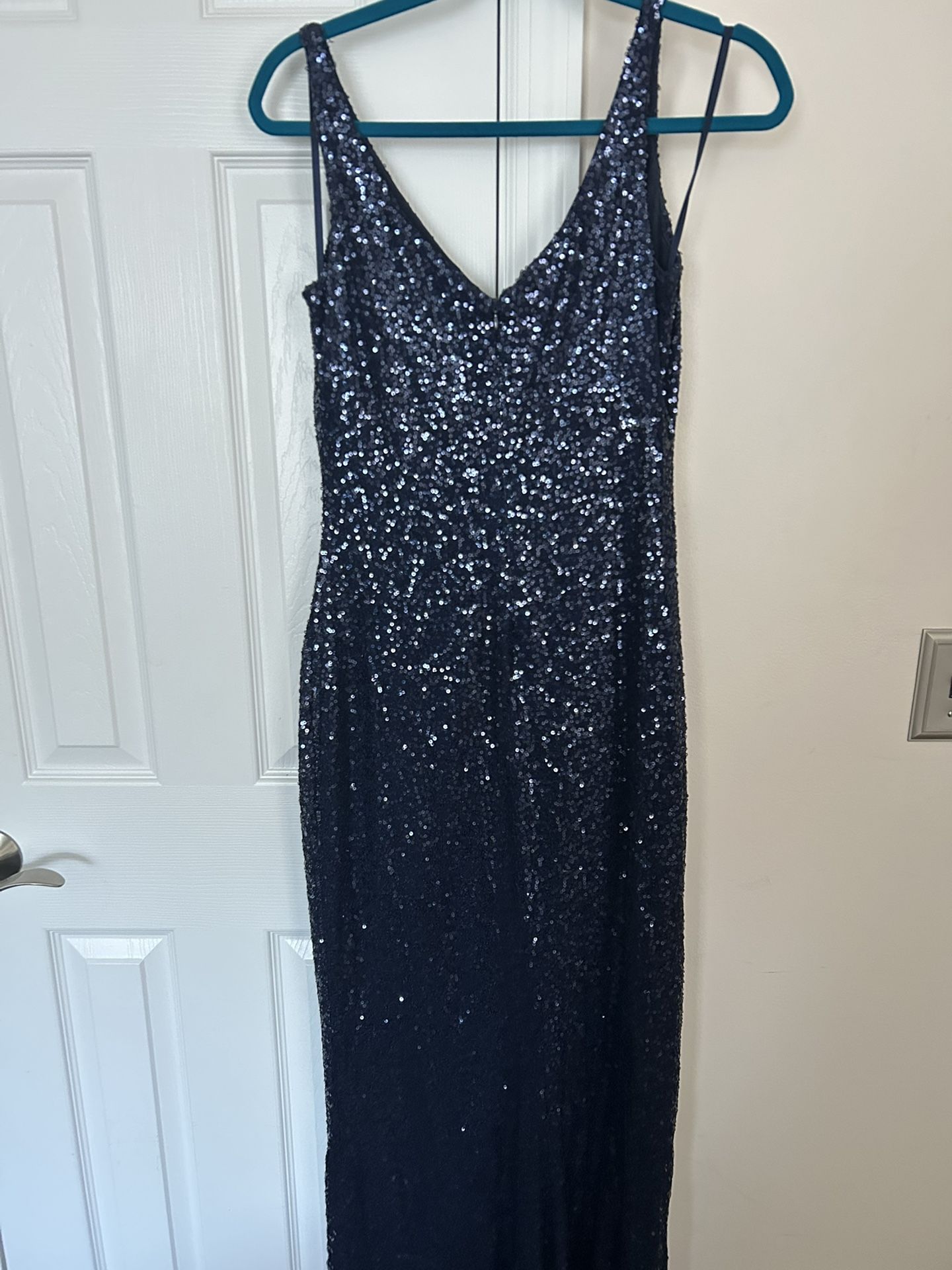 Navy Sequin Evening Gown
