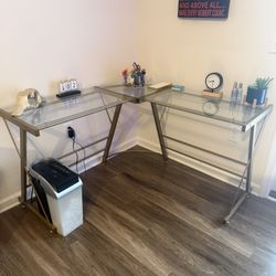 Glass And Gold Desk