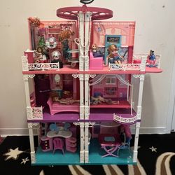 Barbie Dream House Doll House with many dolls and stuffs ( see in