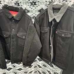 Levi’s Denim Sherpa Jacket Black Size Medium 