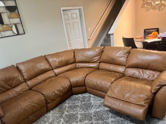 Orange real leather sofa