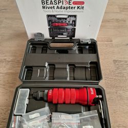 Beaspire Cordless Rivet Gun Adapter - Electric Rivet Drill Adapter Kit 2.4mm-6.4mm, Rivet Gun Kit with 6 Interchangeable Rivet Heads and 30 Blind Rive