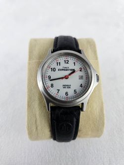 Timex Expedition Indiglo Men's Watch Date Display WR 50M Black Leather Band Working