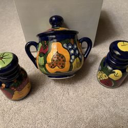Handmade Mexican Pottery Bowl & Jars