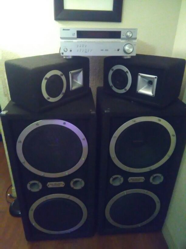 Pro Studio Speakers PS202 300 watt & Pioneer Sx-316 5.1 Surround Home Theatre Receiver