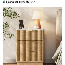 Modern Fluted 3 Drawer Nightstand or Side Table