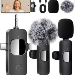 Microphone for iPhone 3 in 1 Mini Microphone Wireless Lavalier Microphones USB C Lapel Mic Clip on Mic for iPhone, iPad, Android, Camera for Video Rec
