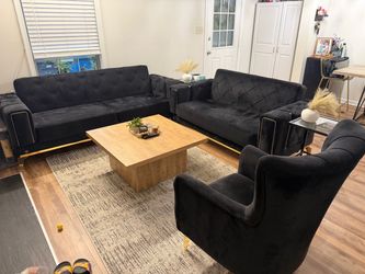Black Velvet Sofa Set