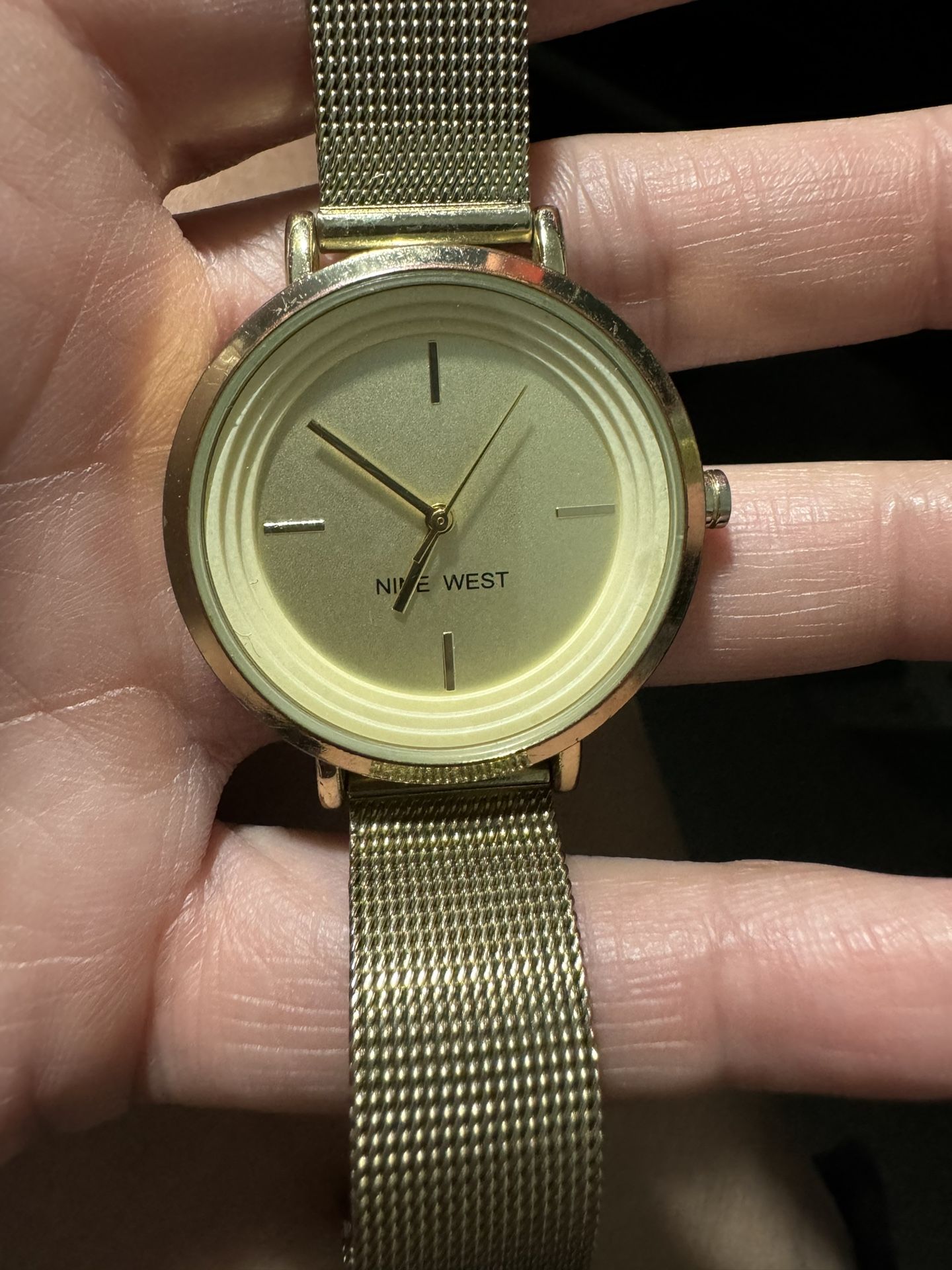 Gold Tone Nine West Women’s Watch Mesh Band W/ New Battery