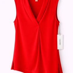 Calvin's Klein Sleeveless Red V-Neck Blouse | New With Tags | Size L