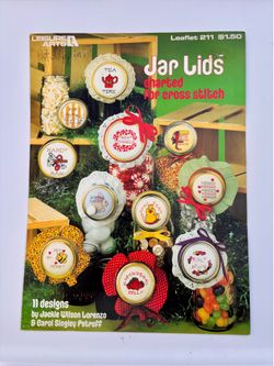Vintage cross stitch magazine: Jar Lids