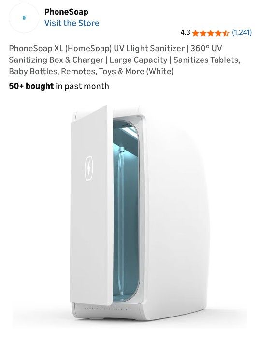 $100 - Homesoap High Capacity UV Sanitizer And Charger. 