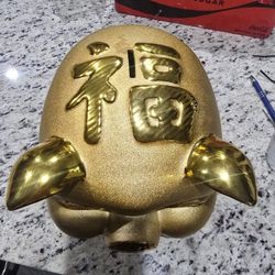 Golden Porcelain Piggy Bank