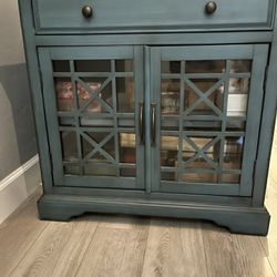 Antique Blue 2 Door and 1 Drawer Accent Cabinet