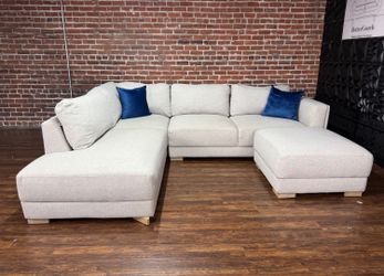 Delivery Available 2pc gray sectional sofa couch with ottoman