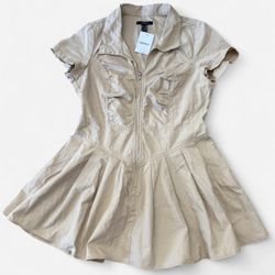 Forever 21 Tan/Cream Color Zip-Up Dress Size XL