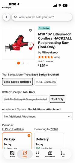 Milwaukee M18 18V Lithium-Ion Cordless HACKZALL Reciprocating Saw (Tool-Only)