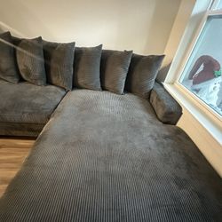 Luxe Oversized Two-Piece Sectional Couches for Living Room, 102.4-Inch L Shaped Sofa with Chaise, Upholstered with Corduroy Fabric, grey - Right Facin