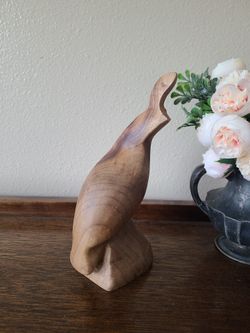 Vintage MCM Wood Quail Sculpture