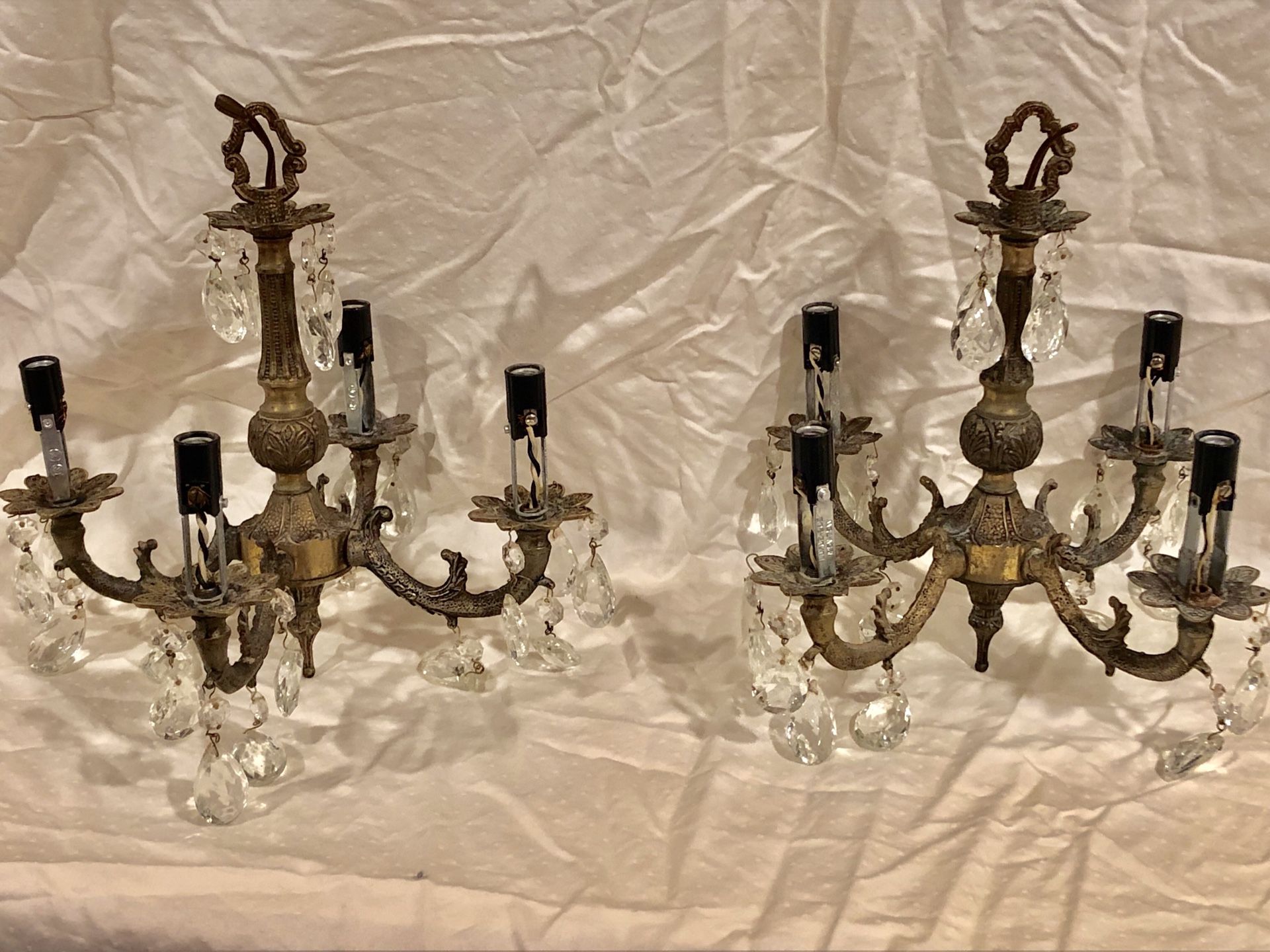 **PENDING** PAIR of Small, Antique Chandeliers