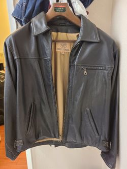 Georgetown Real Leather Bomber Jacket Black Zip Up - Size S, Heavy Great Quality