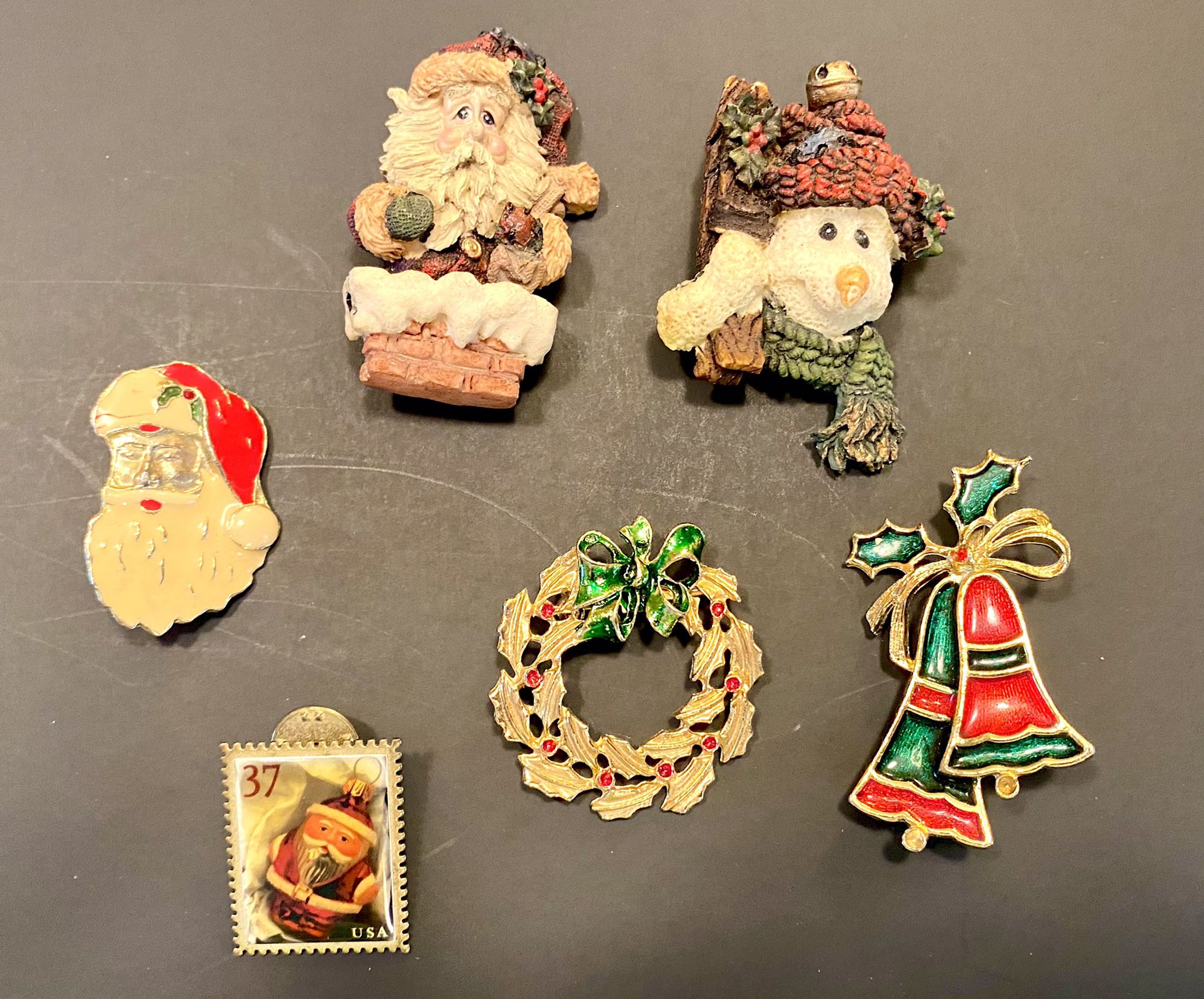6 Piece Holiday Christmas Decor Lapel Pins Broaches