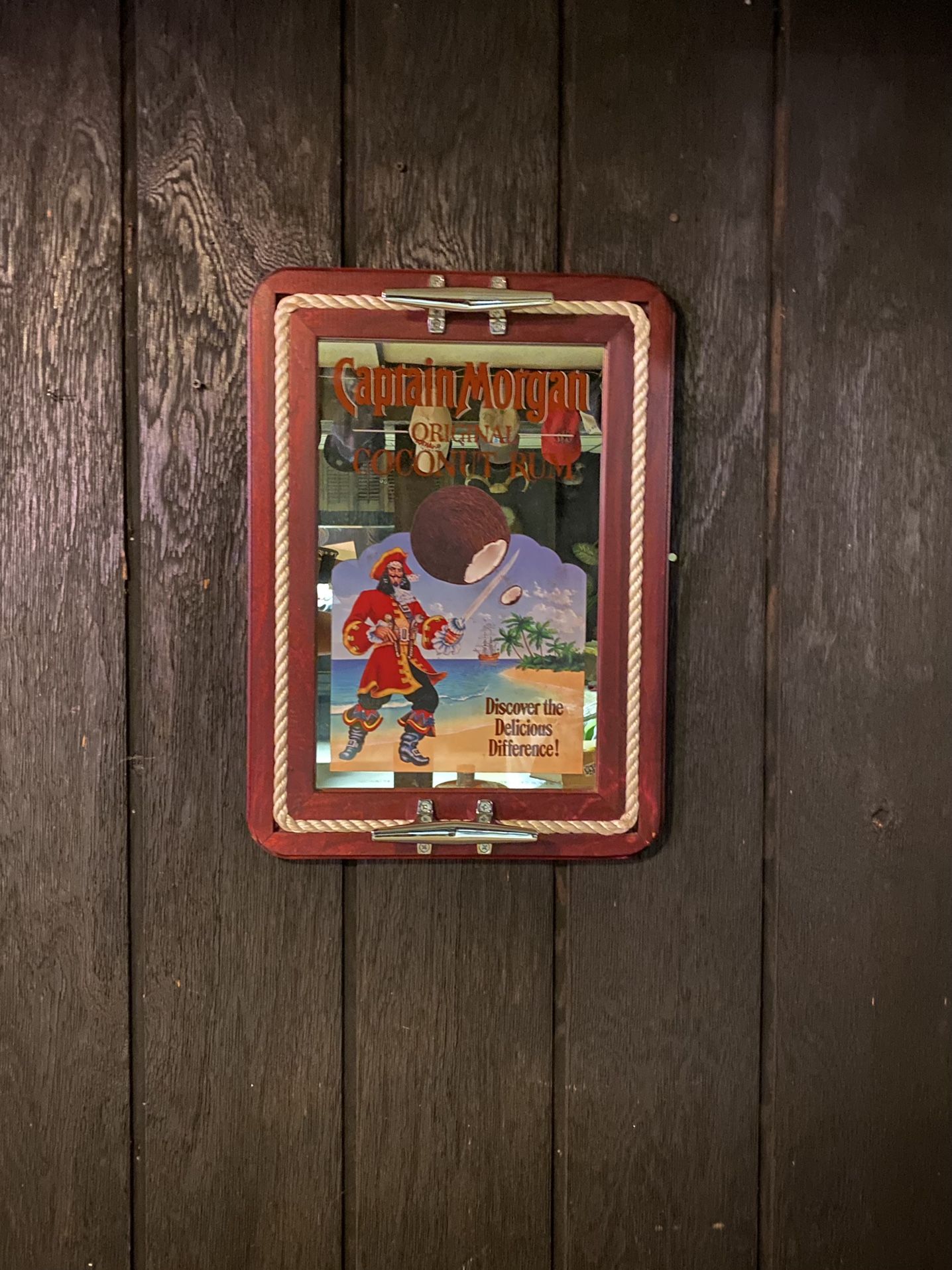 Vintage Captain Morgan Mirror Bar Sign Serving Tray