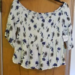 NWT Arizona Jean Co Off The Shoulder Flower Top Size 1X 