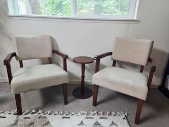 Accent Chair Set of 2 with Table, Beige