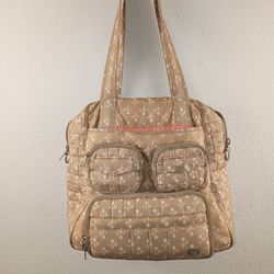 Lug Puddle Jumper Women Tote Bag Beige Pink Multi Pocket Travel Organizer