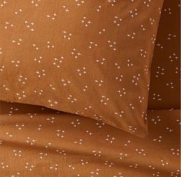 Cozy cloud Twinkle Brulee Brown Washed Organic Cotton Twin Sheet Set
