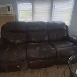 Free Sofa With Two Leather Recliners 
